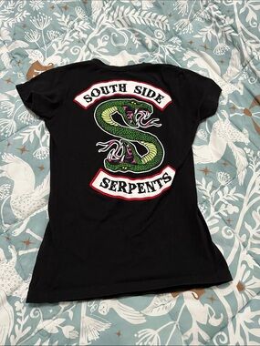 Ripple Junction Black Tee with Green Snake and Red Accents